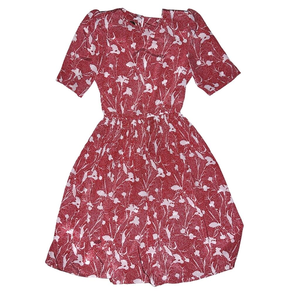 Vintage Luci Pellini Floral Dress w/ Shoulder Pads Small